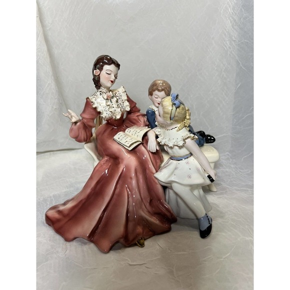 FLORENCE CERAMICS, “Story Book Hour” 1950 With Boy & Girl, Excellent Condition - Picture 3 of 14